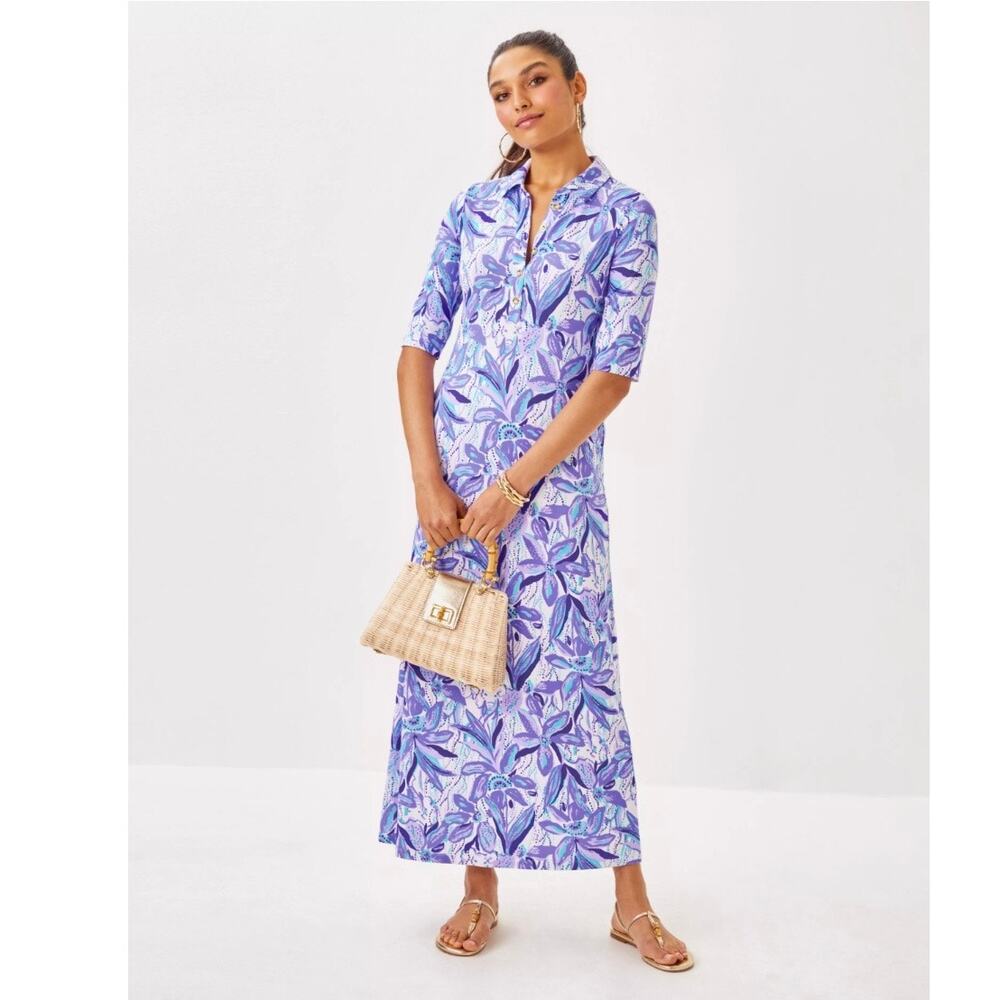Lilly Pulitzer Berkely Maxi Dress Tropically Purple Elephant in the Bloom Size S